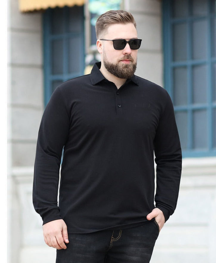 Playera Polo de Manga Larga Plus Size para Hombre Stefano Romano®