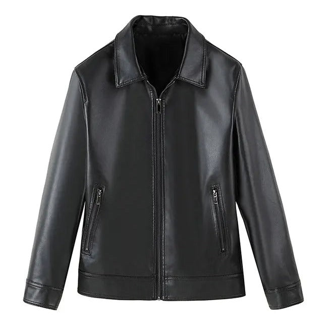 Chamarra de Cuero con Cuello Polo para Hombre Marco Stefano Romano®