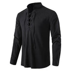 Camisa de Lino Cuello Mao Manga Larga para Hombre Matteo Stefano Romano®