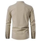 Camisa de Lino Cuello Mao Manga Larga para Hombre Matteo Stefano Romano®