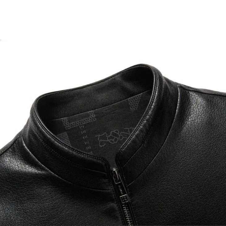 Chamarra de Cuero Diseñador Premium para Hombre Stefano Romano®