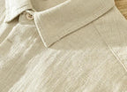 Camisa de Manga Corta de Lino Cuello Polo para Hombre Stefano Romano®