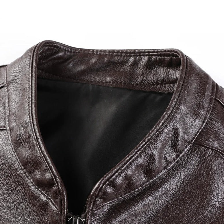 Chamarra de Cuero Slim Fit para Hombre Stefano Romano®
