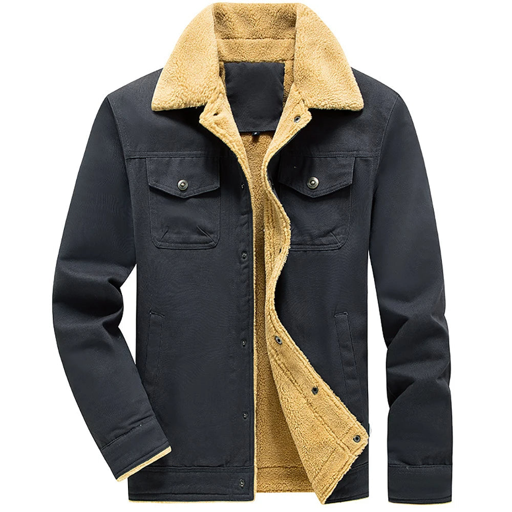 Chamarra de Mezclilla con Forro de Lana Cuello Polo para Hombre Alessandro Stefano Romano®