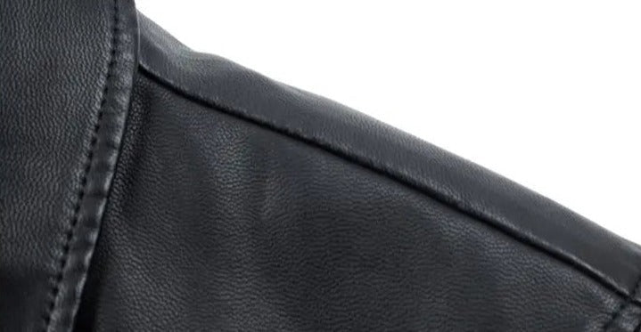 Chamarra Larga de Cuero Cuello Polo para Hombre Stefano Romano®