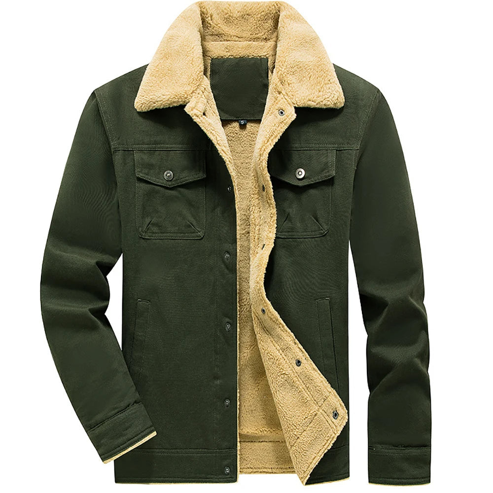 Chamarra de Mezclilla con Forro de Lana Cuello Polo para Hombre Alessandro Stefano Romano®
