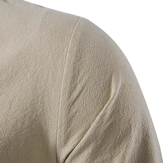 Camisa de Lino Cuello Mao Manga Larga para Hombre Matteo Stefano Romano®