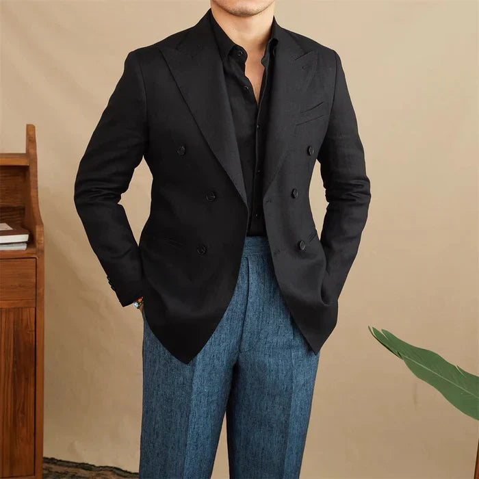 Blazer de Lino Cruzado para Hombre Stefano Romano®