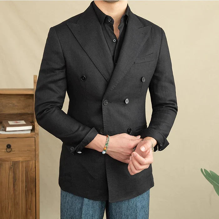 Blazer de Lino Cruzado para Hombre Stefano Romano®