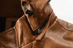 Chamarra Larga de Cuero con Capucha para Hombre Stefano Romano®
