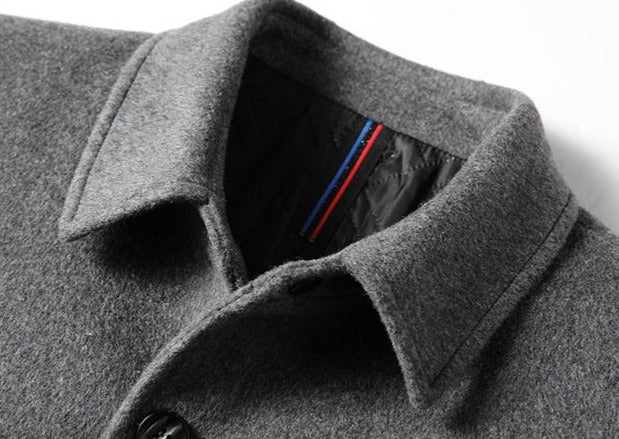 Abrigo de Lana de Diseñador Cuello Polo Slim Fit para Hombre Marco Stefano Romano®