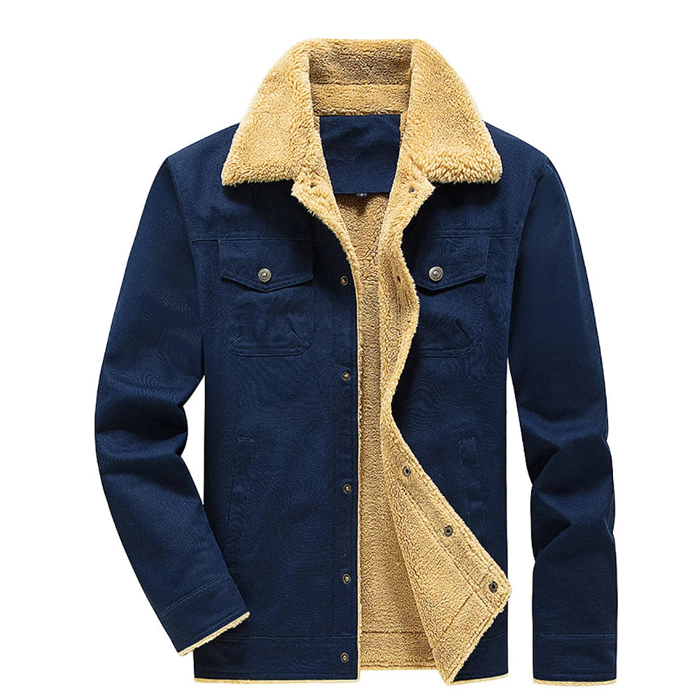 Chamarra de Mezclilla con Forro de Lana Cuello Polo para Hombre Alessandro Stefano Romano®