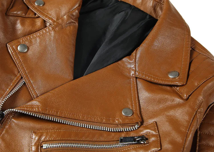 Chamarra de Cuero Slim Fit Diseñador Premium para Hombre Marco Stefano Romano®