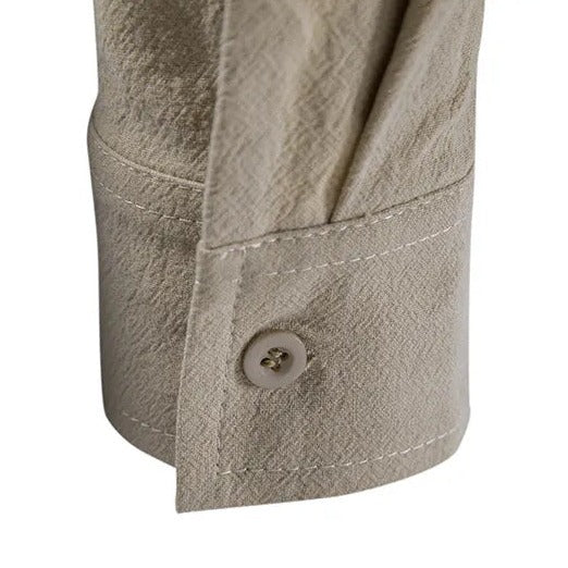 Camisa de Lino Cuello Mao Manga Larga para Hombre Matteo Stefano Romano®