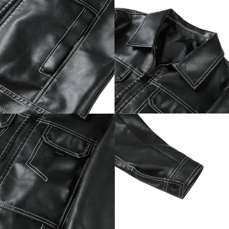 Chamarra de Cuero Slim Fit Diseñador Premium para Hombre Alessandro Stefano Romano®