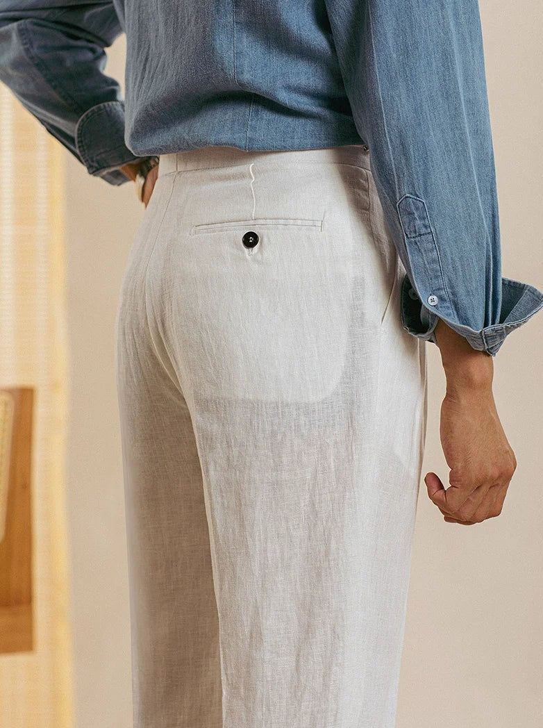 Pantalón de Vestir de Lino para Hombre Stefano Romano®