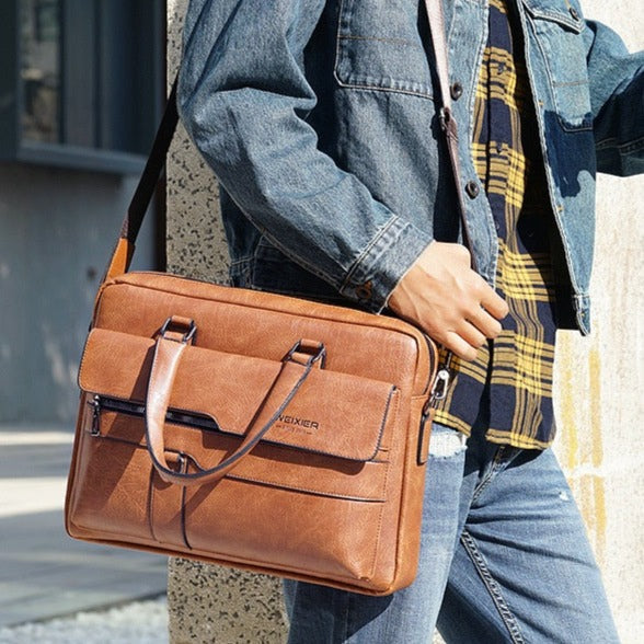 Bolsa de Cuero Genuino para Hombre Stefano Romano®