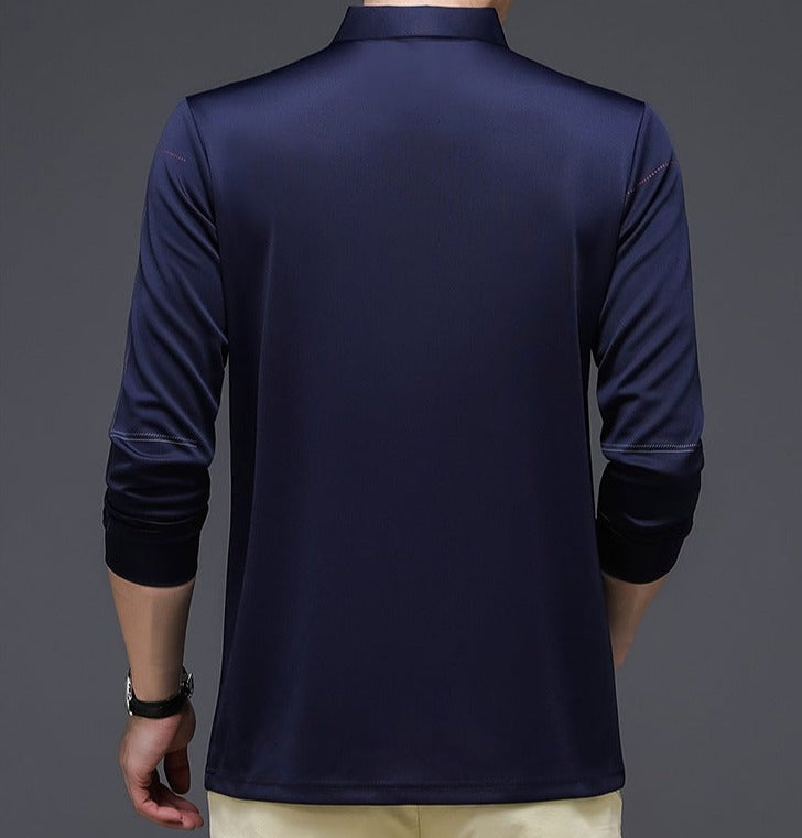 Camisa de Manga Larga Cuello Polo Poliéster para Hombre Stefano Romano®
