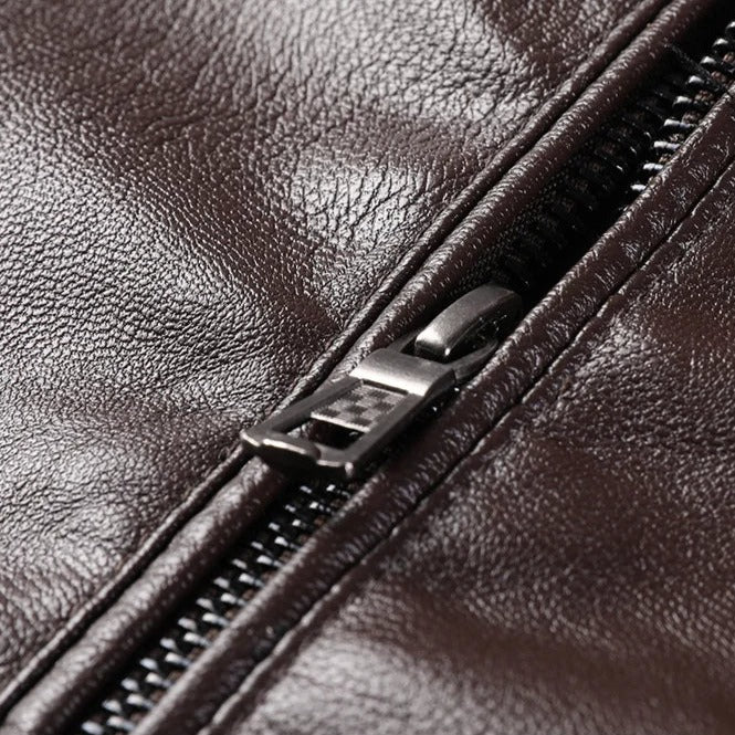 Chamarra de Cuero Slim Fit para Hombre Stefano Romano®