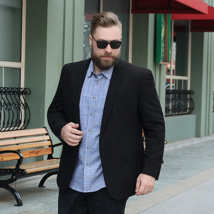 Blazer Plus Size Negro Luxury para Hombre Stefano Romano®