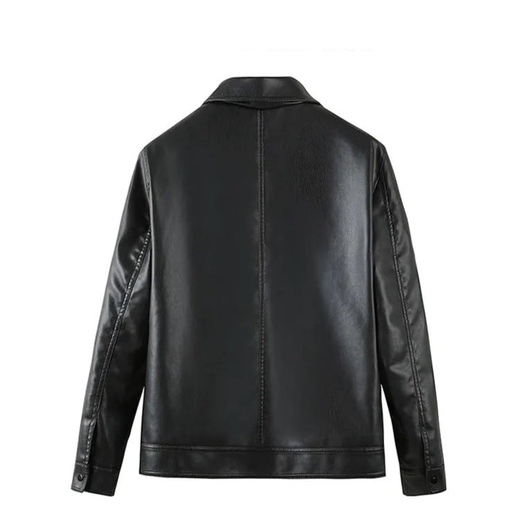 Chamarra de Cuero con Cuello Polo para Hombre Marco Stefano Romano®
