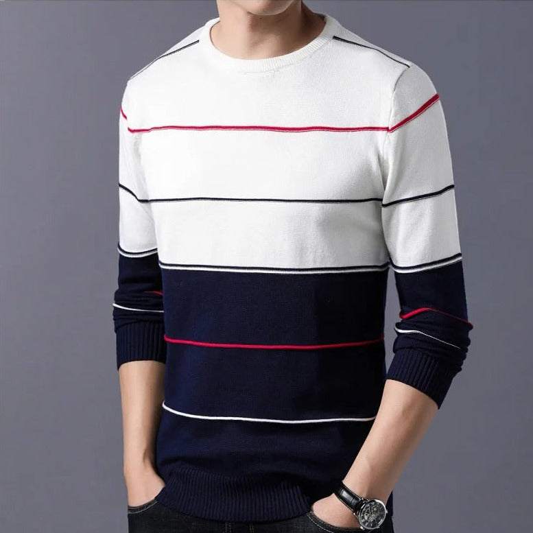 Suéter a Rayas Cuello Redondo para Hombre Alessandro Stefano Romano®