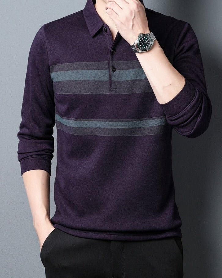 Camisa de Manga Larga Cuello Polo Algodón para Hombre Luca Stefano Romano®