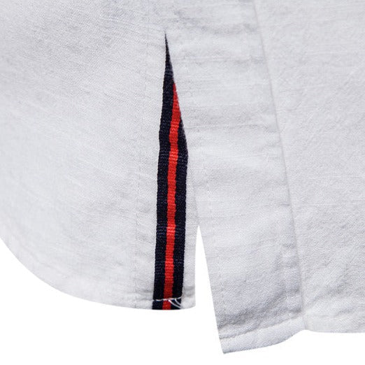 Camisa de Lino Cuello Polo Manga Larga para Hombre Marco Stefano Romano®