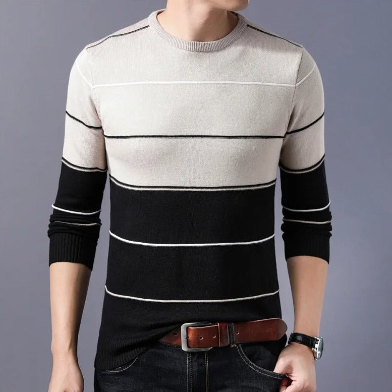 Suéter a Rayas Cuello Redondo para Hombre Alessandro Stefano Romano®