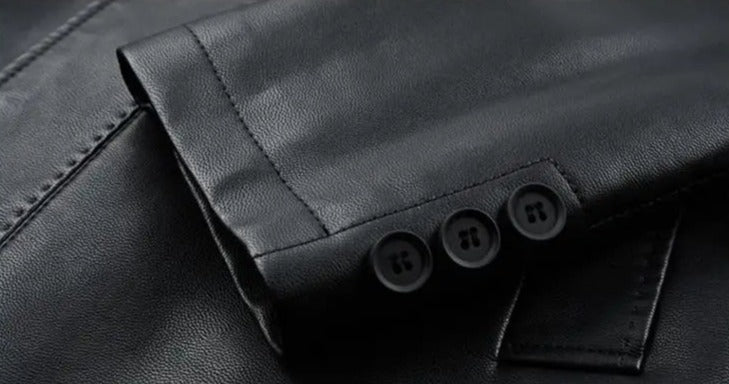 Chamarra Larga de Cuero Cuello Polo para Hombre Stefano Romano®