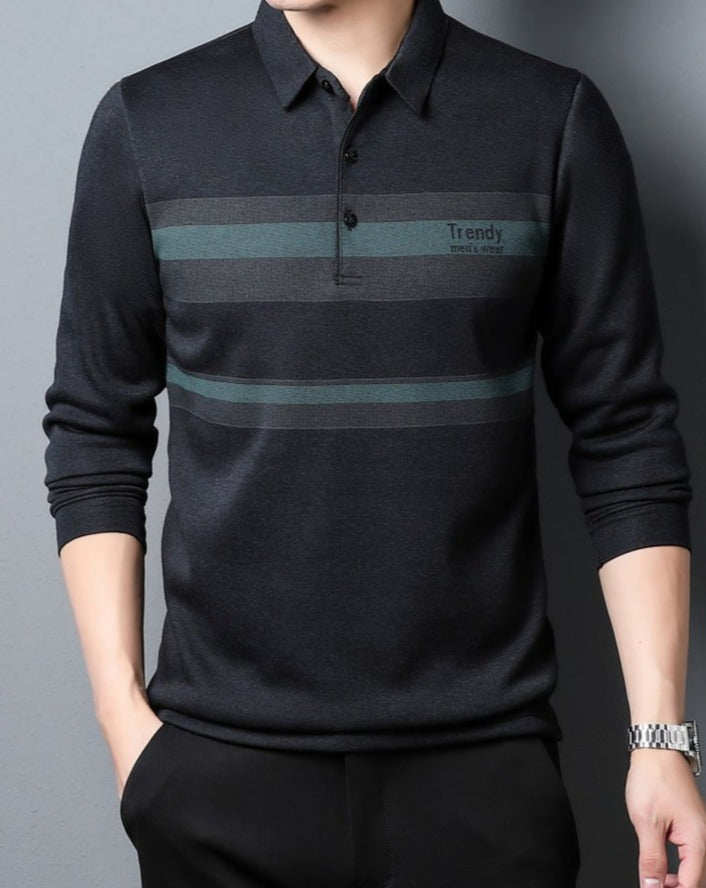 Camisa de Manga Larga Cuello Polo Algodón para Hombre Luca Stefano Romano®