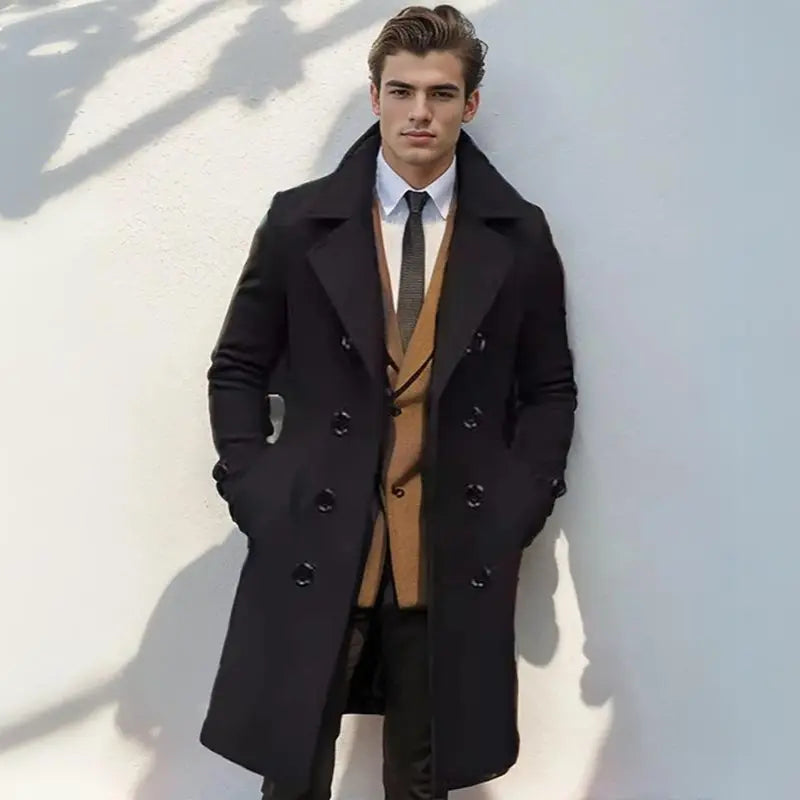 Abrigo Largo Cruzado de Lana para Hombre Stefano Romano®