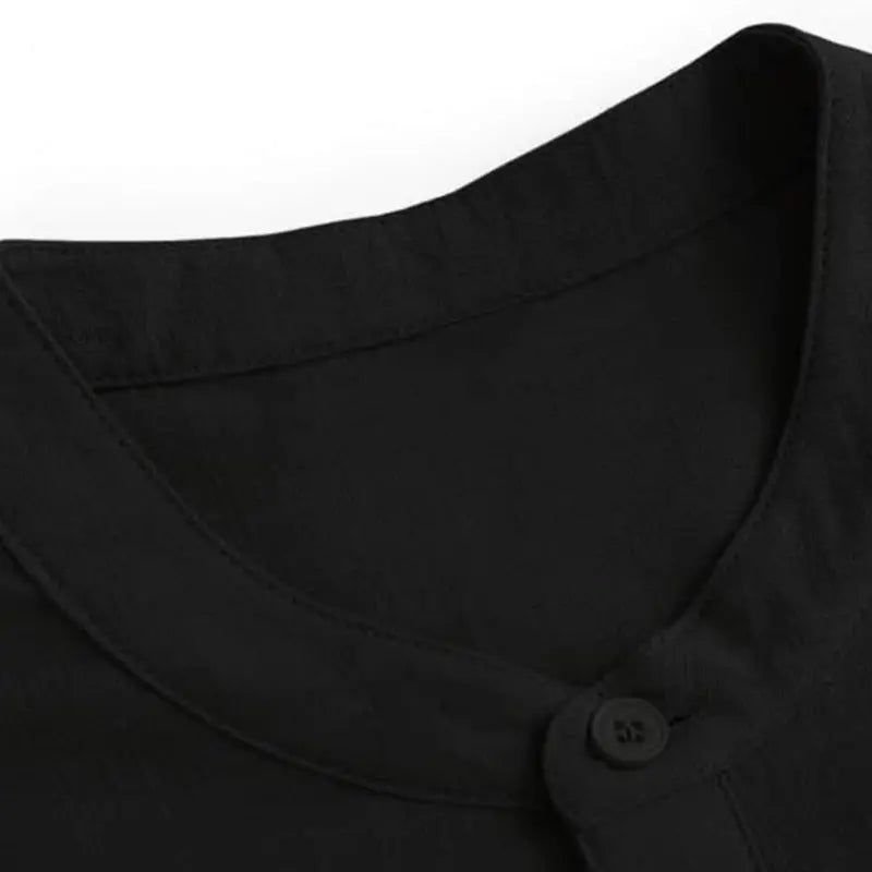 Camisa de Lino Cuello Mao Manga Corta para Hombre Stefano Romano®