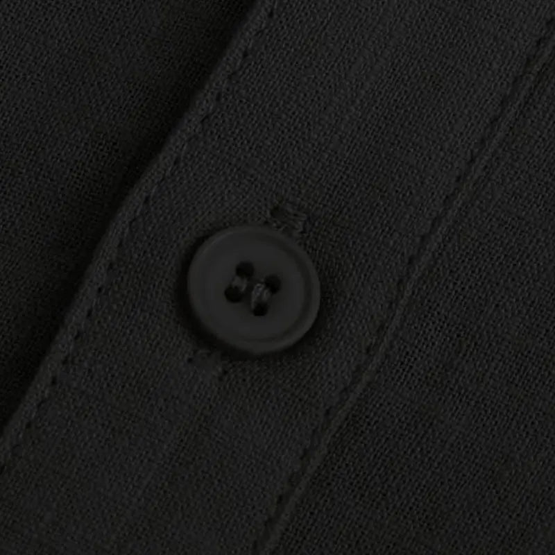 Camisa de Lino Cuello Mao Manga Corta para Hombre Stefano Romano®
