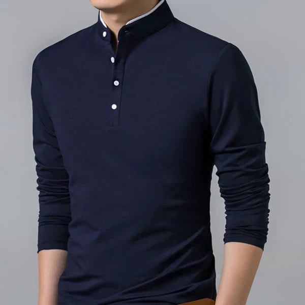 Camisa de Manga Larga Cuello Mao para Hombre Stefano Romano®