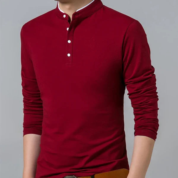 Camisa de Manga Larga Cuello Mao para Hombre Stefano Romano®