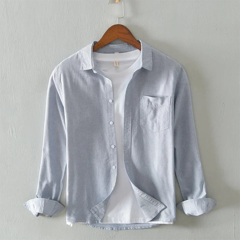 Camisa de Manga Larga Cuello Polo Algodón para Hombre Marco Stefano Romano®