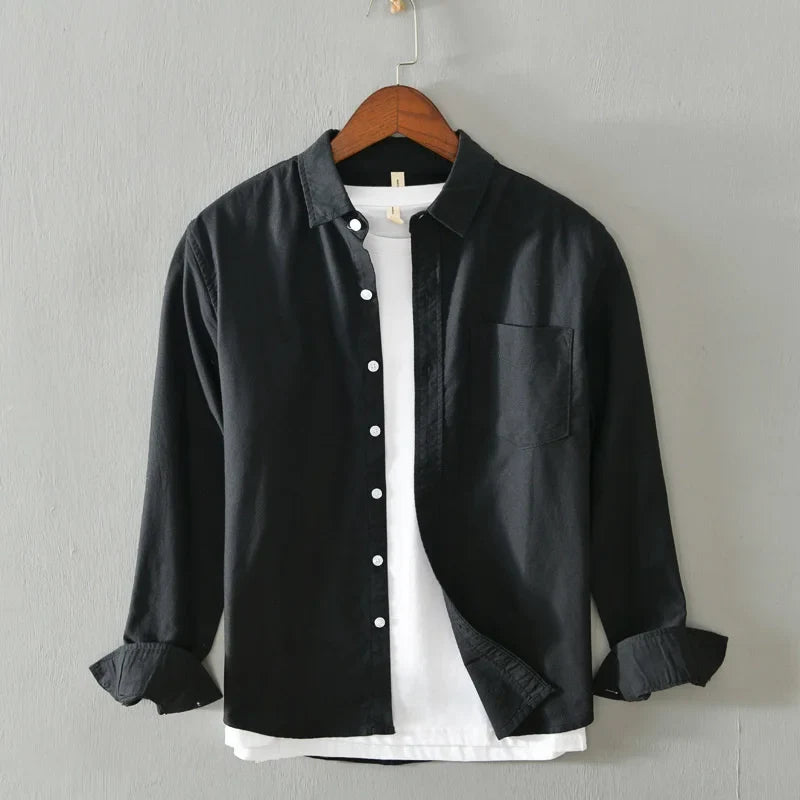 Camisa de Manga Larga Cuello Polo Algodón para Hombre Marco Stefano Romano®