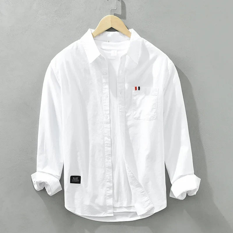 Camisa de Manga Larga Cuello Polo Algodón para Hombre Alessandro Stefano Romano®