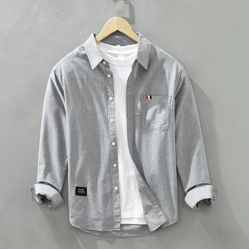 Camisa de Manga Larga Cuello Polo Algodón para Hombre Alessandro Stefano Romano®
