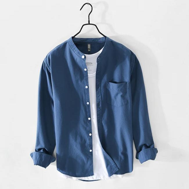 Camisa de Manga Larga Cuello Mao Algodón para Hombre Stefano Romano®