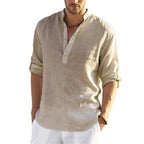 Camisa de Lino Cuello Mao Manga Larga para Hombre Marco Stefano Romano®