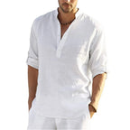 Camisa de Lino Cuello Mao Manga Larga para Hombre Marco Stefano Romano®