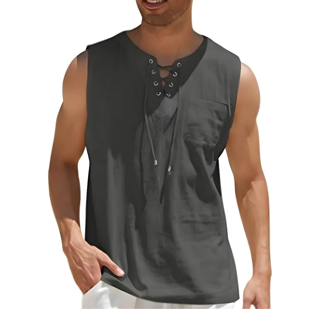 Camisa Sin Mangas de Lino para Hombre Stefano Romano®