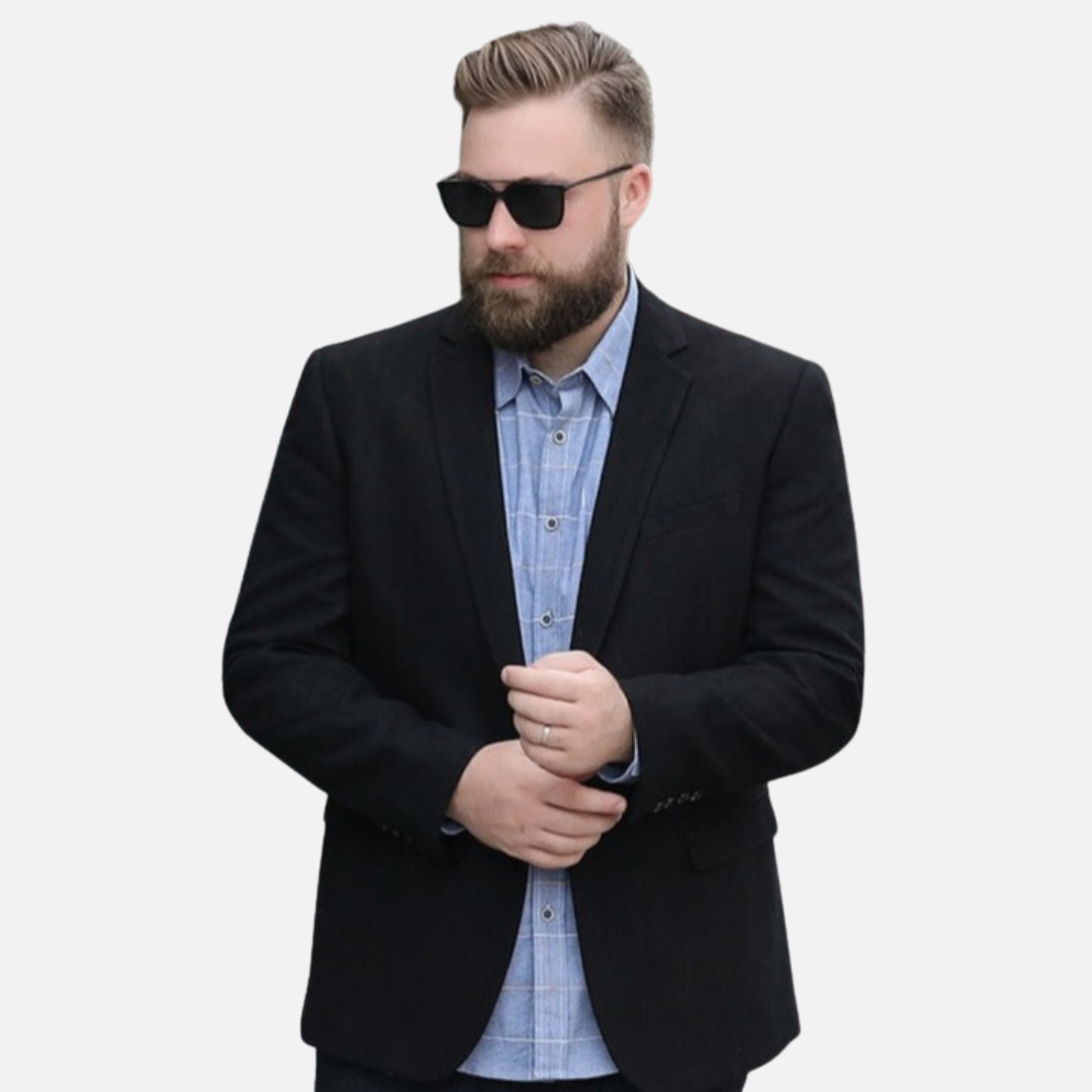 Blazer Plus Size Negro Luxury para Hombre Stefano Romano®