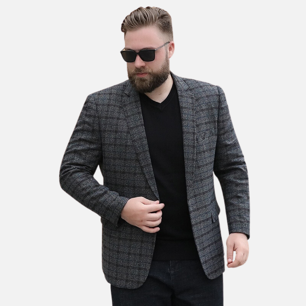 Blazer Plus Size a Cuadros de Diseñador para Hombre Stefano Romano®