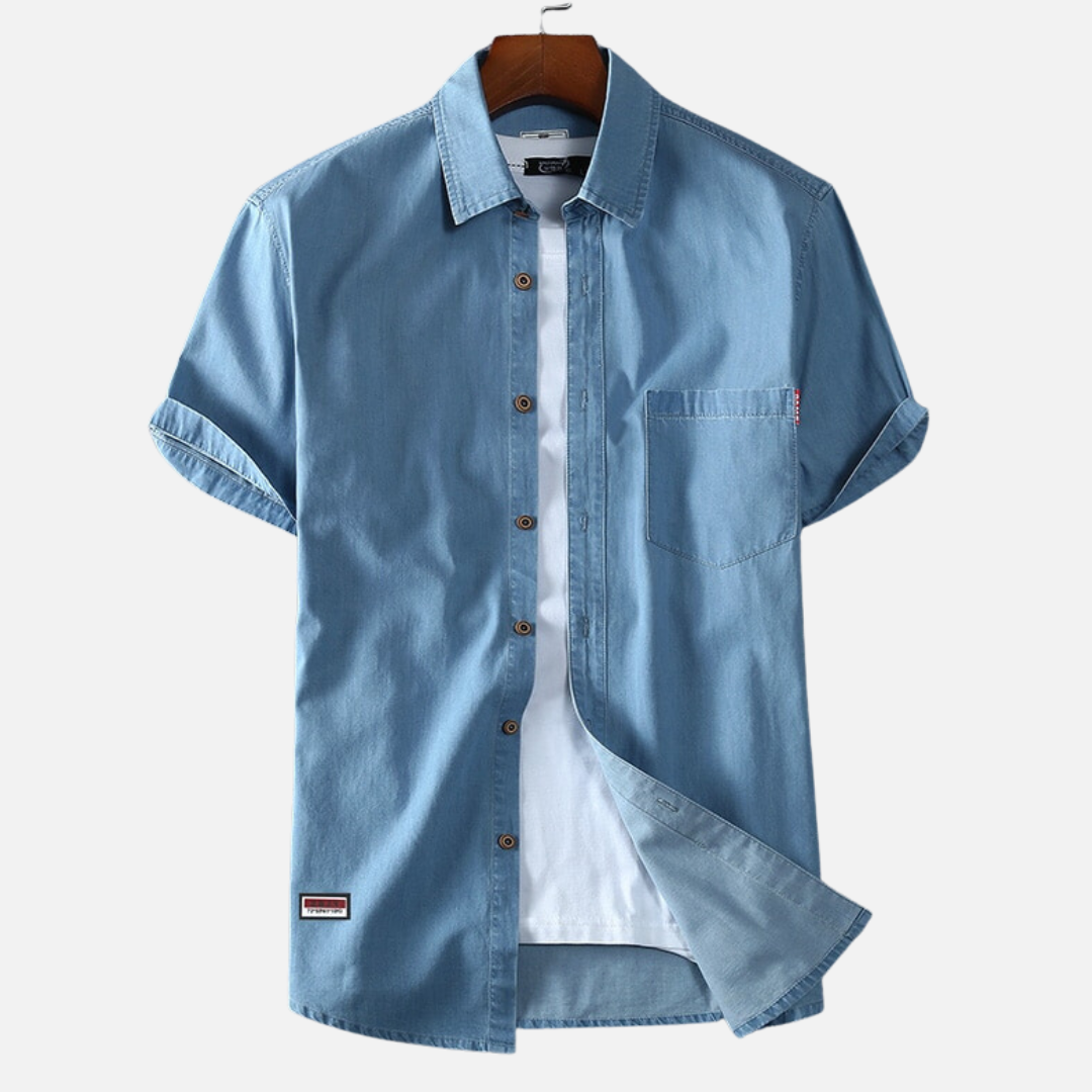 Camisa de Mezclilla Plus Size Manga Corta para Hombre Stefano Romano®