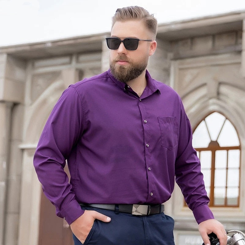 Camisa de Vestir Manga Larga para Hombre Plus Size Stefano Romano®