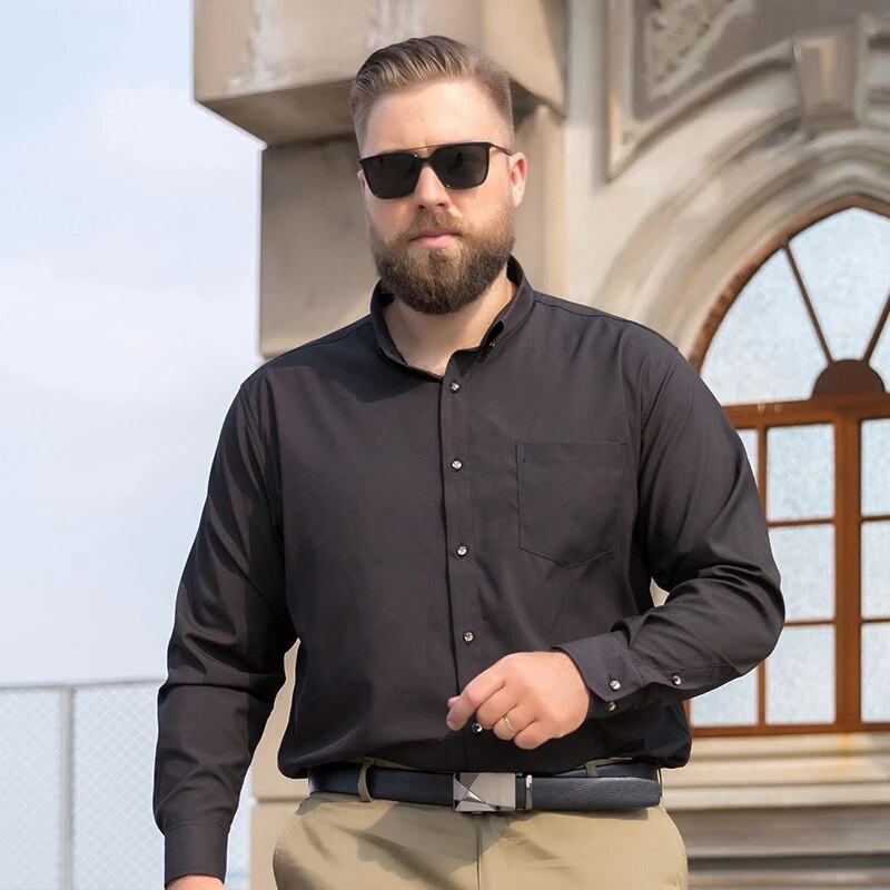 Camisa de Vestir Manga Larga para Hombre Plus Size Stefano Romano®