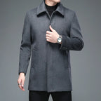 Abrigo de Lana de Diseñador Cuello Polo Slim Fit para Hombre Alessandro Stefano Romano®